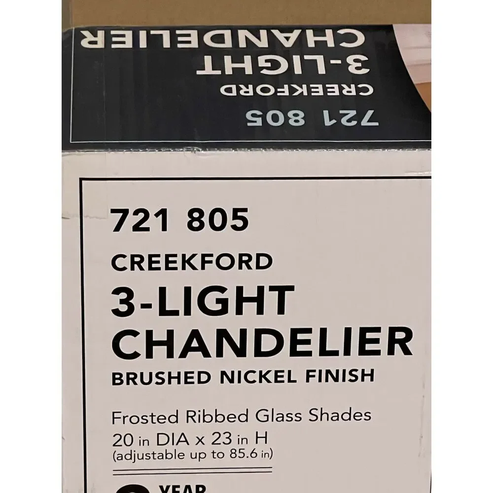 3-Light Brushed Nickel Chandelier with Frosted Glass Shades